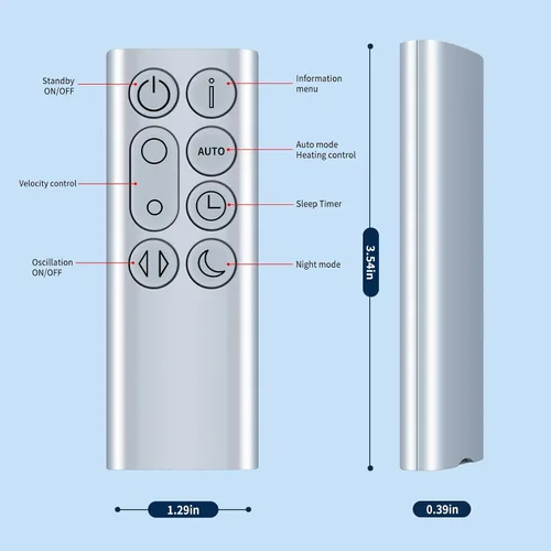 Miniatura 9 de RETROSUN Mando a Distancia de Repuesto para Dyson TP05 PH01 TP4A Hot+Cool Tower Fan & Purificador de Aire - Plata (sin magnético)