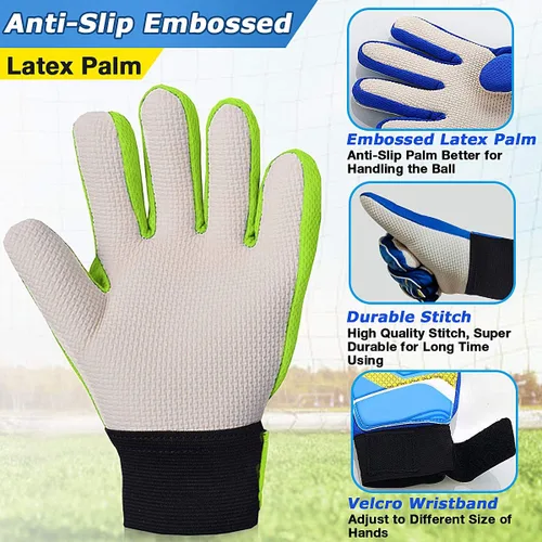 Miniatura 3 de Jalunth Guantes de Portero de Fútbol para Niños y Jóvenes, Guantes de Guardameta Jugador de Campo para Niños y Niñas, Palma de Látex Antideslizante