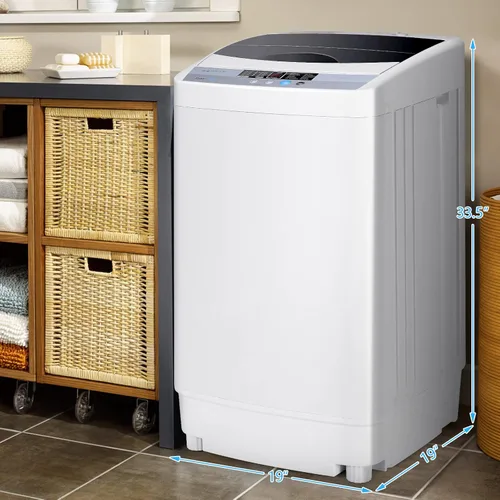 Miniatura 6 de COSTWAY Lavadora portátil, capacidad de 12 libras, lavadora completamente automática con 10 programas de lavado, pantalla LED, 8 niveles de agua