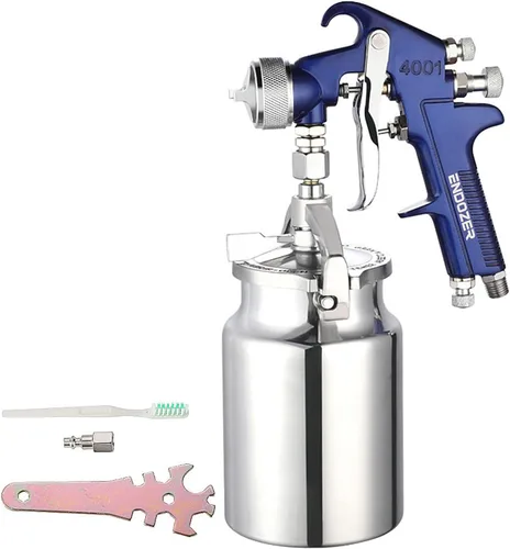 ENDOZER Pistola pulverizadora profesional de alimentación por sifón para pintura, mango rojo, 34 oz - boquilla de 1.8mm para una variedad de