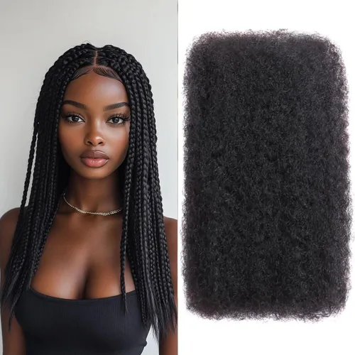 Miniatura 15 de Afro Kinkys - Extensiones de cabello humano trenzado a granel para torsión, 1 paquete de 1.76 oz (50 g), extensiones de rastas de reparación