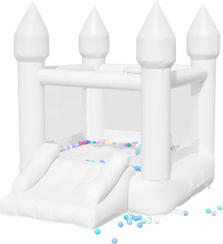 Miniatura 7 de Casa de rebote de PVC, casa de rebote para niños de 3 a 6 años con soplador y tobogán, castillo inflable rosa para niños pequeños de 1 a 3 años