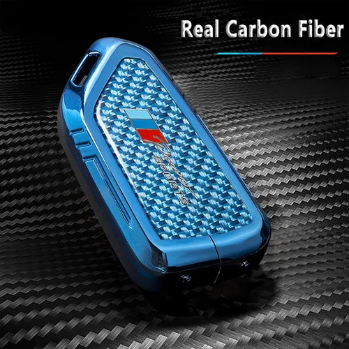 Miniatura 36 de Funda para llavero BMW con llavero, fibra de carbono real, protección de aleación de zinc, compatible con BMW 1 3 4 5 6 7 Series X1 X3 X4 M5 M6 GT3