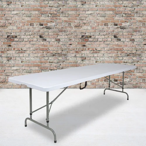 Miniatura 2 de Flash Furniture Kathryn - Mesa plegable rectangular de plástico ajustable de 8 pies con asa de transporte, mesa plegable para eventos en interiores