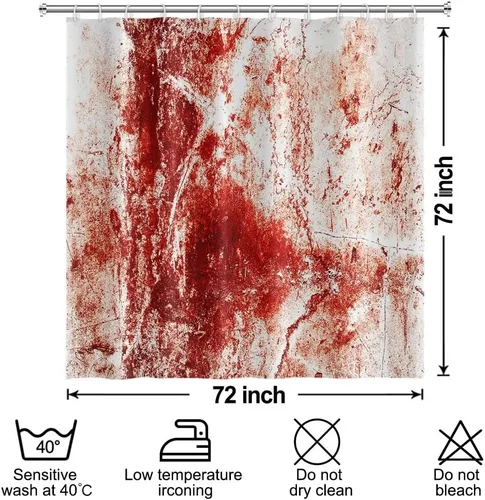 Miniatura 2 de Cortina de ducha de Halloween, juego de cortina de ducha de pared de sangre roja, 72 x 72 pulgadas con ganchos, decoración de Halloween horrible