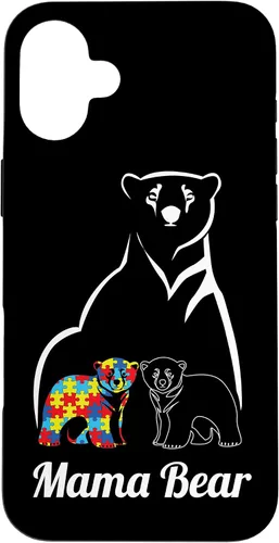 Miniatura 22 de Funda para iPhone 14 Pro Max para concientización sobre el autismo, mamá oso, mamá y niño