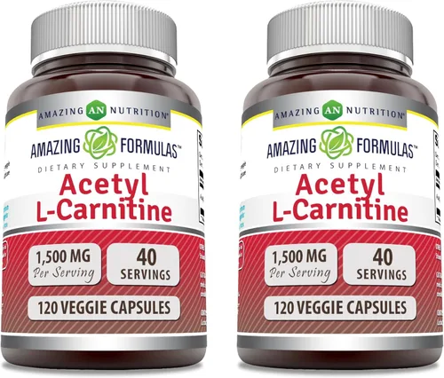 Miniatura 10 de Amazing Formulas Acetil L-Carnitina Suplemento de 1500 por porción, cápsulas vegetarianas, sin OMG, sin gluten, fabricado en Estados Unidos