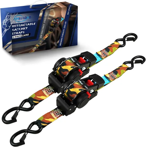 Miniatura 7 de ANLULOAD Correa de trinquete retráctil (0.7 pulgadas x 6.5 pies), correa de amarre retráctil con gancho S para motocicletas, barcos, cuatrimotos