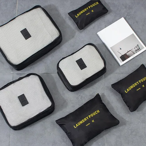 Miniatura 8 de Cubos de Embalaje Juego de 6 Organizadores de Equipaje para Accesorios de Viaje Organizadores de Maleta Esenciales de Viaje, Negro