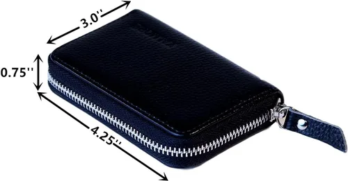 Miniatura 4 de Women's Leather RFID Zipper Card Wallet Small Purse with Id Window