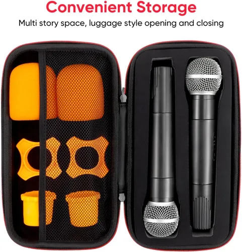 Miniatura 5 de IMIKEYA Caso: Caja de almacenamiento portátil Funda de EVA dura Bolsa de transporte Dual Handheld Mic a prueba de golpes con cremallera de viaje duro