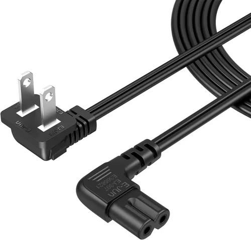 Miniatura 10 de CableCreation Cable de alimentación angular no polarizado de 2 ranuras en ángulo de 18 AWG (IEC320 C7 a Nema 1-15P), 3.0 ft / negro