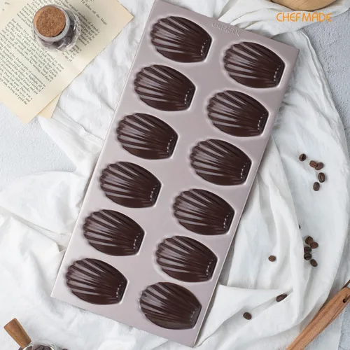 Miniatura 4 de CHEFMADE Molde Madeleine, molde para pastel, 12 cavidades, antiadherente, ovalado, concha Madeline, juego de utensilios para hornear para el horno