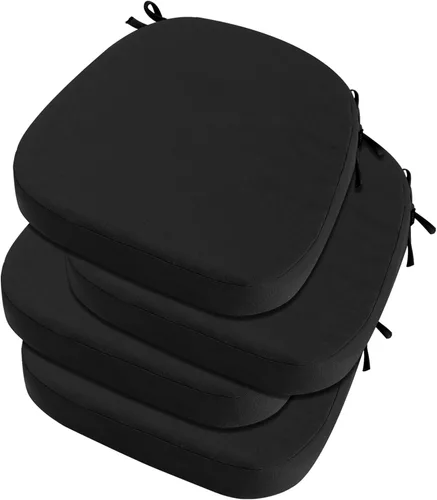 Miniatura 26 de idee-home Juego de 2 cojines para sillas de exterior, 17 x 17 pulgadas de grosor, en forma de D, cojines de asiento impermeables con lazos