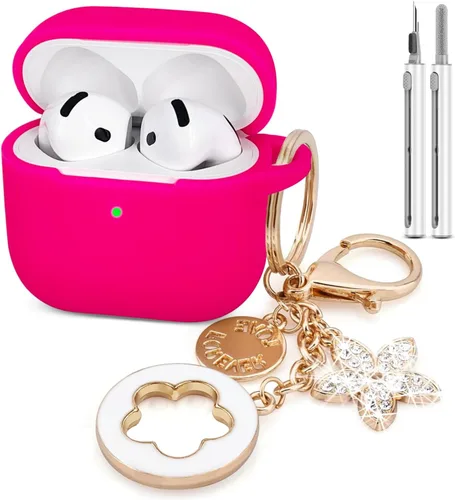 Miniatura 13 de Koujaon Airpods 4 Fundas de silicona protectora para Airpod 4 con llavero brillante para auriculares inalámbricos Apple AirPods de 4ª