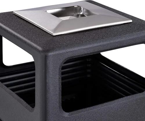 Miniatura 15 de Safco Products Canmeleon - bote de basura para interiores y exteriores, con tapa abierta, color negro, cinco paneles acanalados, capacidad de 30