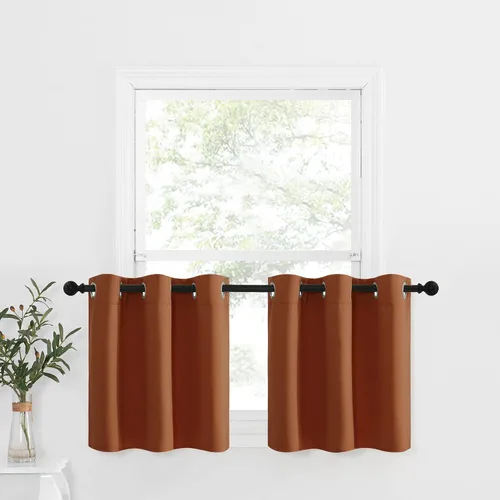 Miniatura 27 de NICETOWN Cortinas opacas de cocina para ventana sobre el fregadero, aislamiento térmico, decoración del hogar, pequeños niveles opacos con ojales