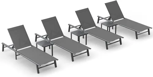 Miniatura 40 de Tumbona de Aluminio para Exteriores - Silla de Descanso Plegable y de Montaje Libre para Exteriores con 5 Respaldos Ajustables, Silla de Patio