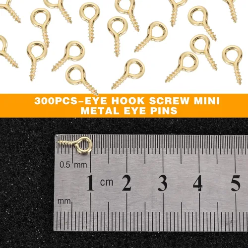 Miniatura 3 de 300 mini alfileres y ganchos para hacer joyas, cierres y tornillos en tono dorado
