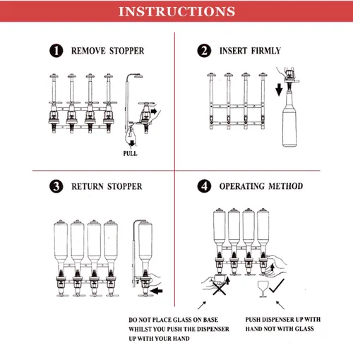 Miniatura 3 de Dispensador de bebidas alcohólicas montado en la pared, 4 botellas de vino para bebidas, soporte para cóctel, whisky, botella de bebida de cerveza