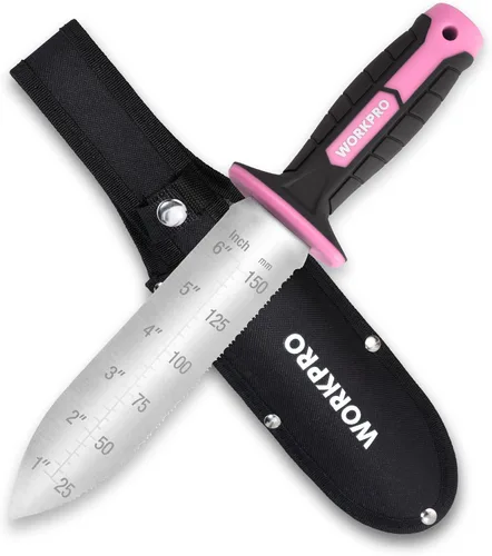 Miniatura 9 de WORKPRO Hori Hori - Cuchillo de jardín, hoja de acero inoxidable de 7 pulgadas con borde de corte, herramientas de jardín con funda Oxford, mango