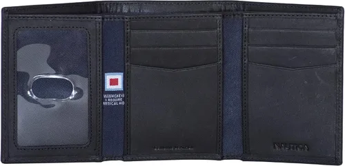 Miniatura 25 de Nautica Men's Trifold Wallet RFID Blocking Protection ID Window Card Slots Genuine Leather Durable