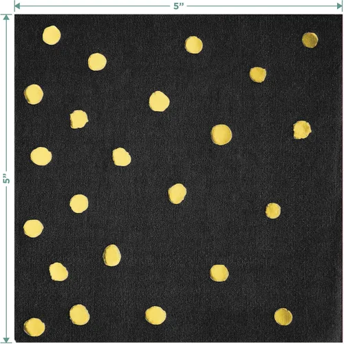 Miniatura 4 de Platos llanos y servilletas de papel dorado para fiestas de graduación, color negro, blanco y dorado (16 platos y servilletas)
