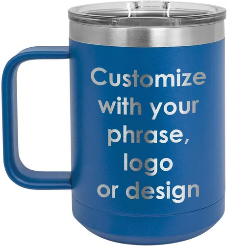 Miniatura 11 de Personalizado Negro 15 oz taza de café w/tapa deslizante superior Añadir su texto personalizado con nombres, frase, diseño o logotipo