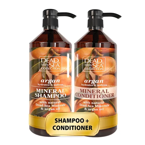 Set de champú y acondicionador Dead Sea Collection con aceite de argán – Productos hidratantes y suavizantes para el cabello con minerales del Mar