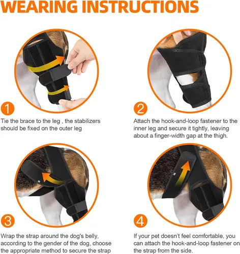 Miniatura 6 de Rodillera para perro para pierna trasera desgarrada del ACL, soporte ajustable para cadera de perro para pierna trasera con estabilizadores