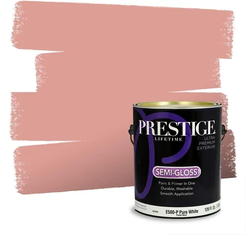 Miniatura 696 de Prestige Paints Pintura exterior e imprimación en uno, 1 galón, plano, coincidencia comparable de Valspar* Amber Rose*