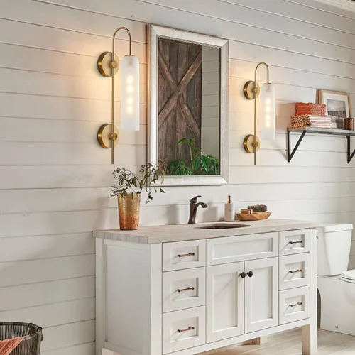Miniatura 8 de BOKT Lámpara de Pared Moderna de Mediados de Siglo de 1 Luz Montada en Pared de Metal Dorado Cepillado Aplique de Pared Iluminación Minimalista Anti