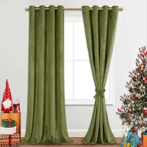 Miniatura 18 de JIUZHEN - Cortinas de terciopelo gris de 63 pulgadas opacas para sala de estar - Cortinas gruesas de terciopelo con ojales para ventana