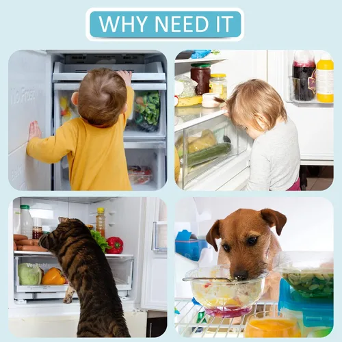 Miniatura 2 de Paquete de 2 cerraduras para nevera a prueba de niños, pestillo de puerta para refrigerador, congelador para mantener cerrado