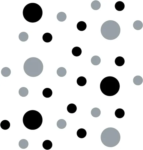 Miniatura 3 de Pegatinas de pared de vinilo negro/metálico plateado - círculos de 2 y 4 pulgadas (30 calcomanías)