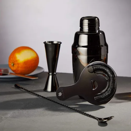 Miniatura 6 de Viski El kit de barman Gunmetal incluye coctelera, colador, jigger, cuchara de bar para cócteles clásicos, bebidas mixtas, cerveza fría