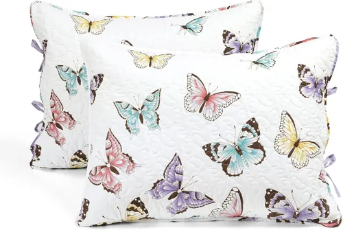 Miniatura 7 de Lush Decor Flutter Butterfly - Juego de edredón de 3 piezas, bonito cubrecama acolchado, lila, matrimonial/queen
