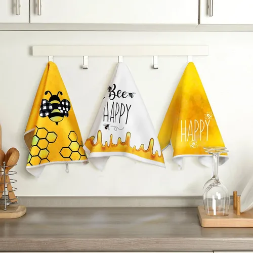 Miniatura 2 de Geyoga 4 toallas de cocina de abeja, toallas de mano absorbentes para cocina de verano, baño, decoración del hogar, 16 x 24 pulgadas