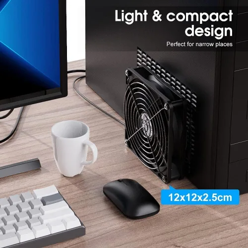 Miniatura 3 de ELUTENG Ventilador de 4.724 in con 3 velocidades 5 V USB alimentado por USB 1500PRM Gaming PC Refrigeración portátil adecuado para tableta, receptor
