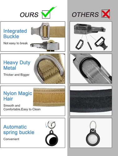 Miniatura 4 de Hotsky collar táctico para perros medianos y grandes, ajustable, resistente y de nailon, para entrenamiento militar, con asa y hebilla de metal
