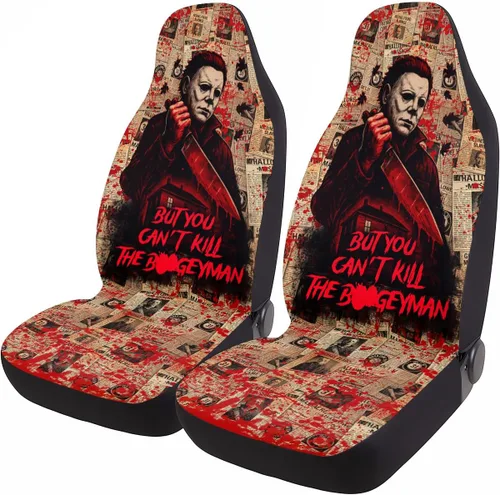 Miniatura 78 de GENANY Horror Nightmare Skellington - 2 fundas de asiento delantero para automóvil, camión, SUV, regalos de Navidad, funda de asiento de cubo