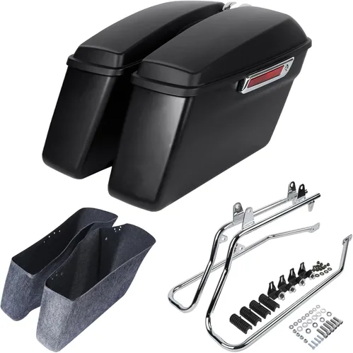 Miniatura 13 de SLMOTO Alforjas rígidas para motocicleta para Harley, alforjas rígidas con soportes de conversión negros, compatibles con Harley Street Glide