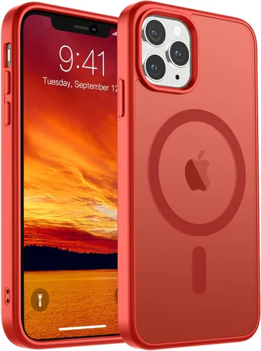 Miniatura 29 de SUPFINE Funda magnética para iPhone 11 Pro Max (compatible con MagSafe) (protección contra caídas de grado militar), delgada, translúcida mate, a