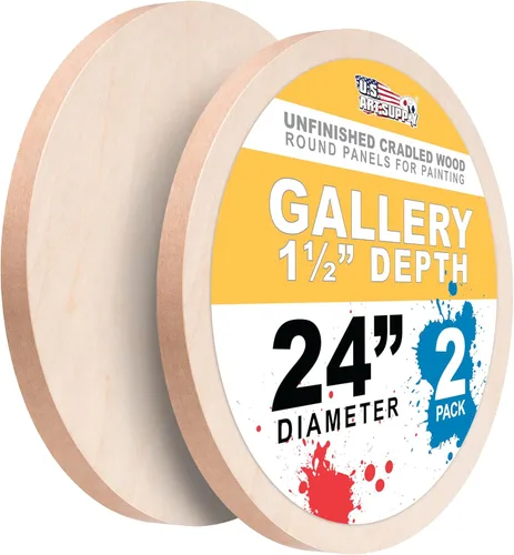 Miniatura 10 de U.S. Art Supply Paneles de madera acunados sin terminar de 5 x 5 pulgadas para pintar, galería de 1-1/2 pulgadas de profundidad
