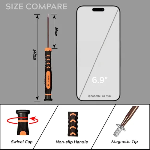 Miniatura 2 de TECKMAN - Juego de destornilladores Torx T2-T15, 10 piezas magnéticas de seguridad Torx pequeños con T2 T3 T4 T5 T6 T7 T8 T9 T10 T15 Juego