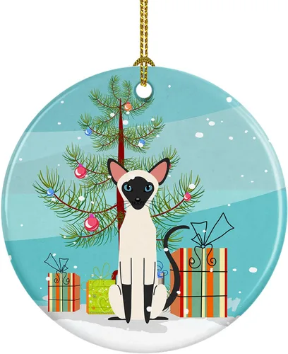 Miniatura 12 de Caroline's Treasures Árbol de Navidad de gato asiático, adorno de cerámica para colgar en el árbol de Navidad, decoración para el hogar, Navidad