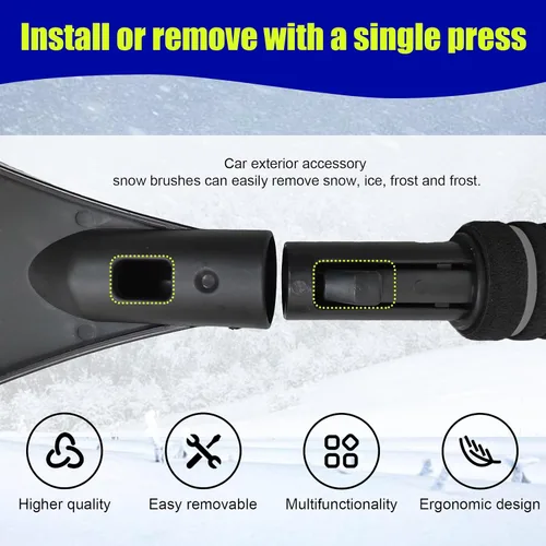 Miniatura 4 de Dickno Rascador de nieve y cepillo para coche de 24 pulgadas, rascador de hielo sin rayones desmontable con agarre de espuma ergonómico, herramienta