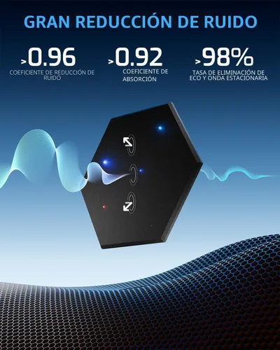 Miniatura 5 de ZenSonic Paquete de 12 paneles de espuma autoadhesivos a prueba de sonido para paredes de 12 x 10 x 0.4 pulgadas, paneles acústicos hexagonales