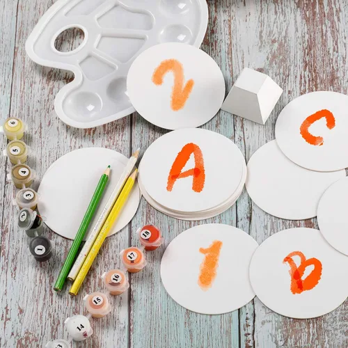 Miniatura 4 de 36 tarjetas redondas en blanco, cartulina, tarjetas de papel kraft grueso, tablero pequeño redondo para pintura de mandala, posavasos de bricolaje