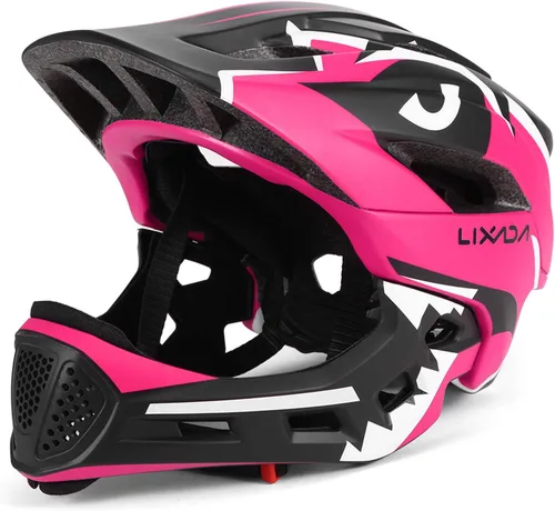 Miniatura 16 de Lixada Casco de bicicleta para niños, ajustable, desmontable, de cara completa, casco de ciclismo para niños, bicicleta, monopatín, scooter,